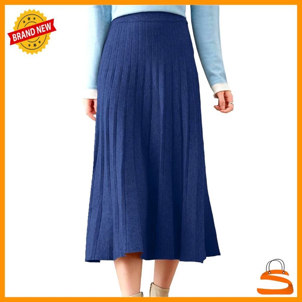 Pleated Knit Sweater Midi Skirt Stretchy Comfortable Y2K Chic Office Casual